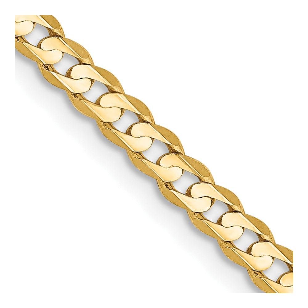 14K 3mm Open Concave Curb with Lobster Clasp Chain