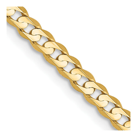 14K 3mm Open Concave Curb with Lobster Clasp Chain