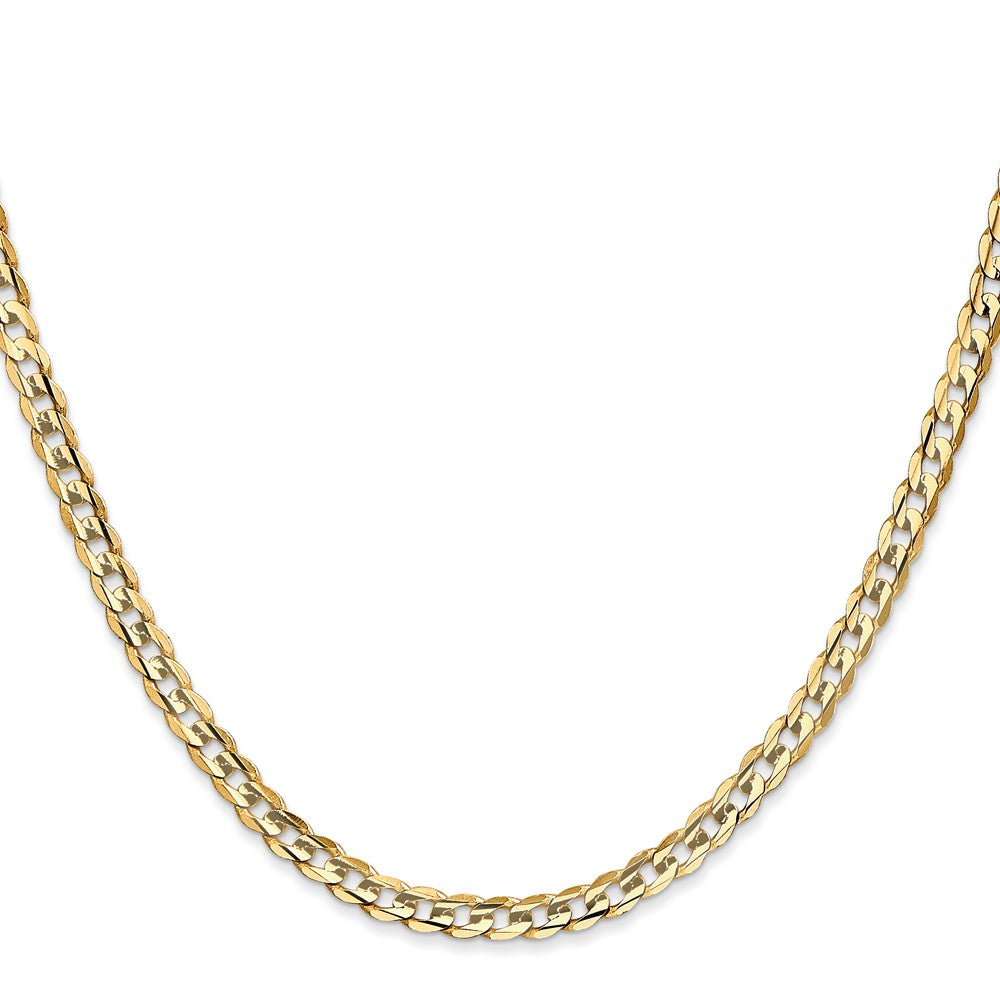 14K 3.8mm Open Concave Curb with Lobster Clasp Chain
