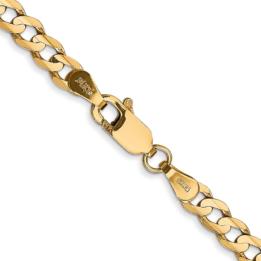 14K 3.8mm Open Concave Curb with Lobster Clasp Chain