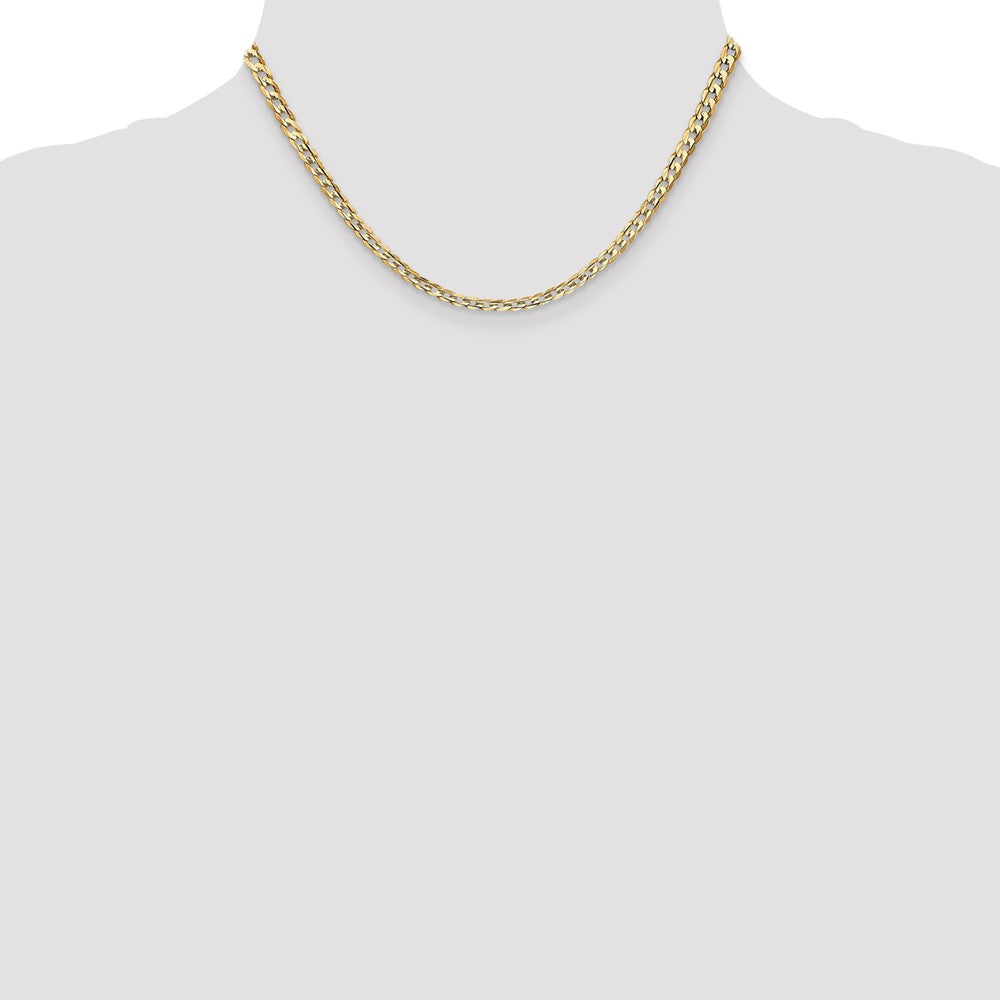 14K 3.8mm Open Concave Curb with Lobster Clasp Chain