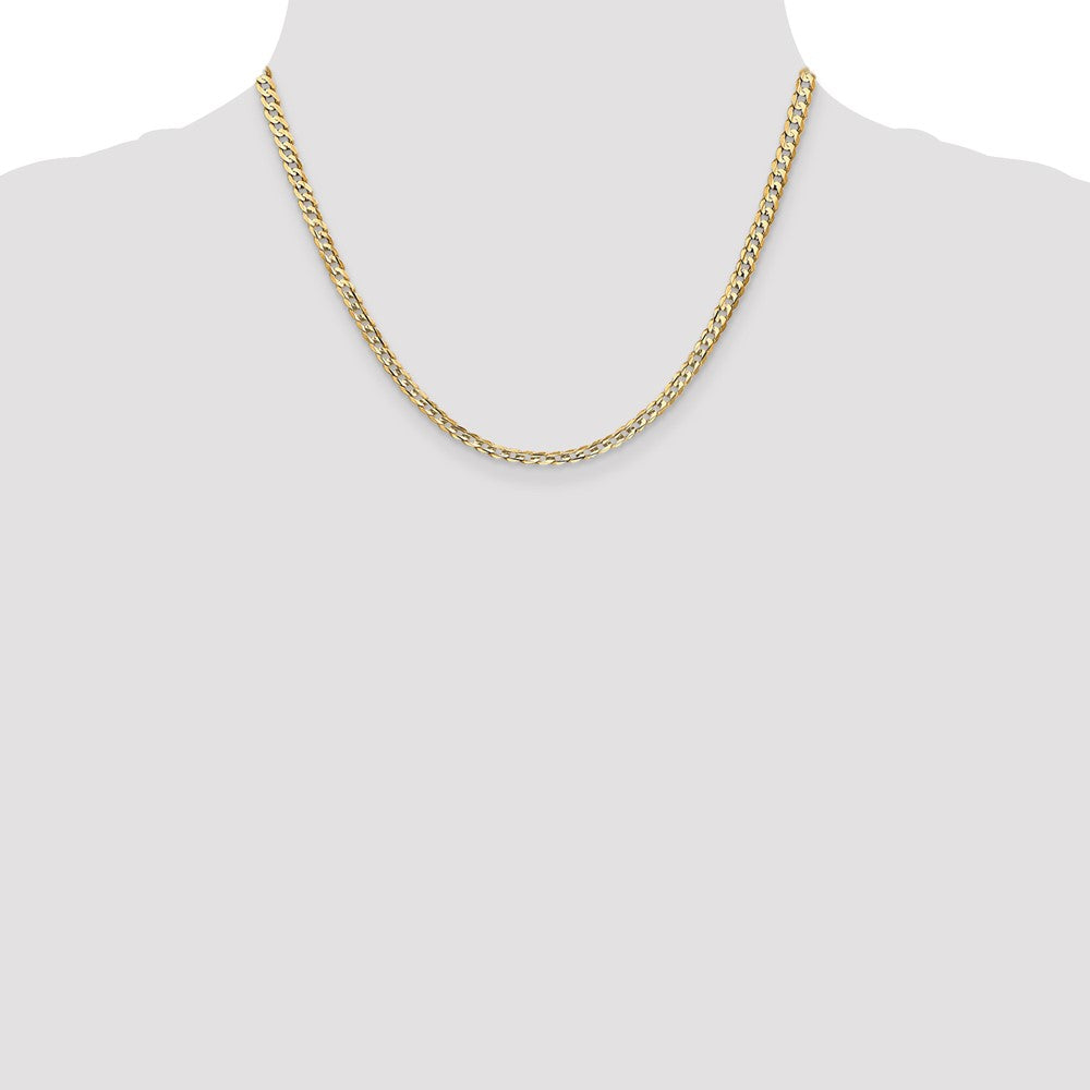 14K 3.8mm Open Concave Curb with Lobster Clasp Chain