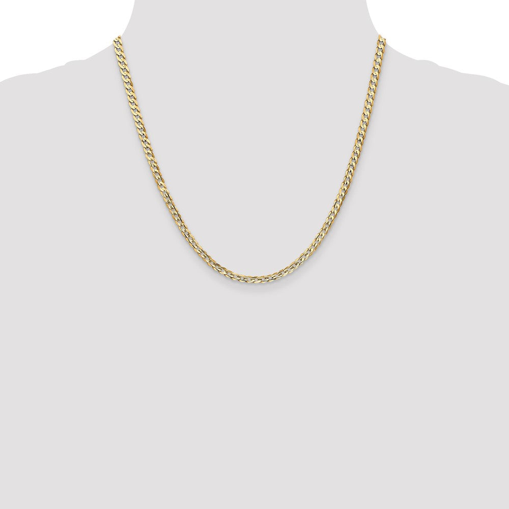 14K 3.8mm Open Concave Curb with Lobster Clasp Chain