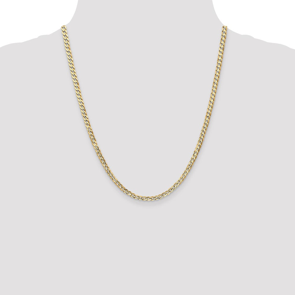 14K 3.8mm Open Concave Curb with Lobster Clasp Chain
