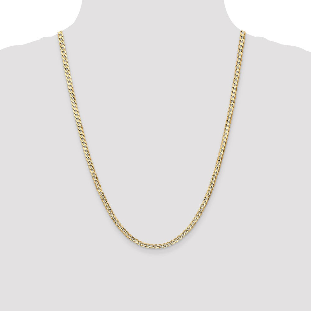 14K 3.8mm Open Concave Curb with Lobster Clasp Chain