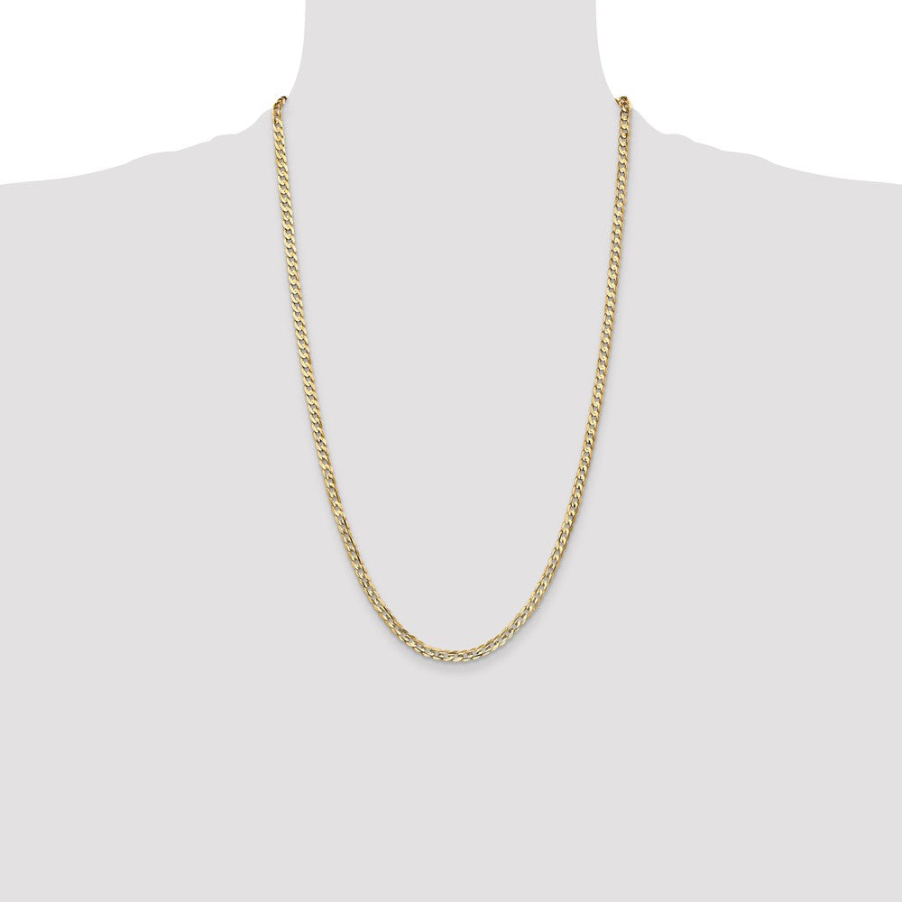 14K 3.8mm Open Concave Curb with Lobster Clasp Chain