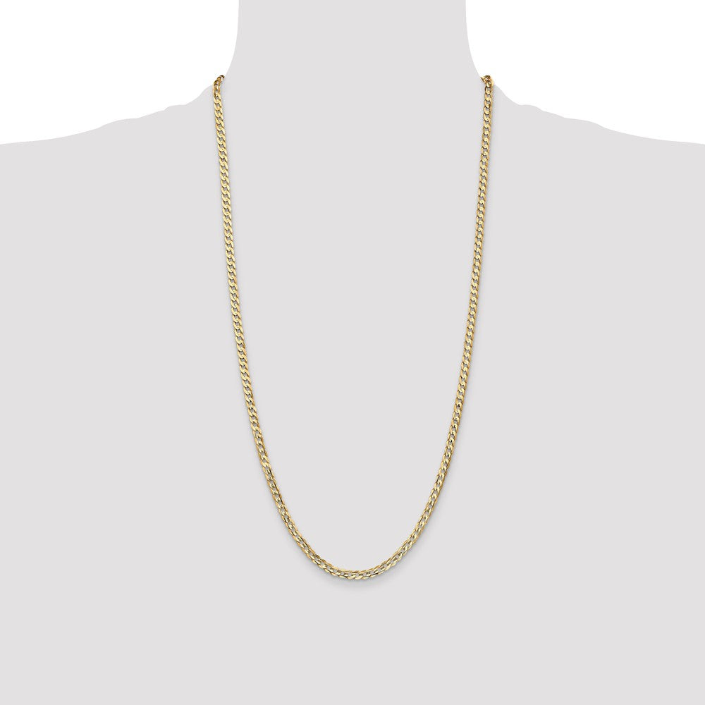 14K 3.8mm Open Concave Curb with Lobster Clasp Chain