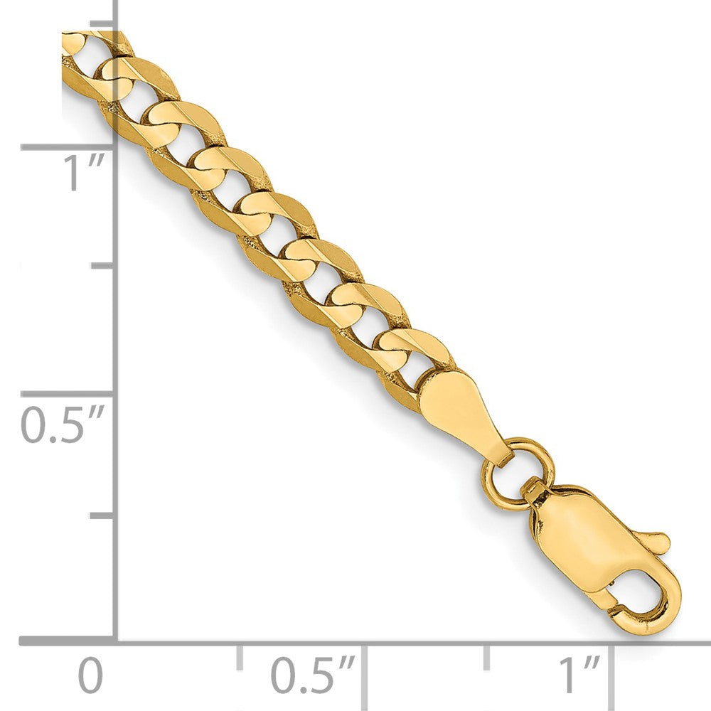 14K 3.8mm Open Concave Curb with Lobster Clasp Bracelet