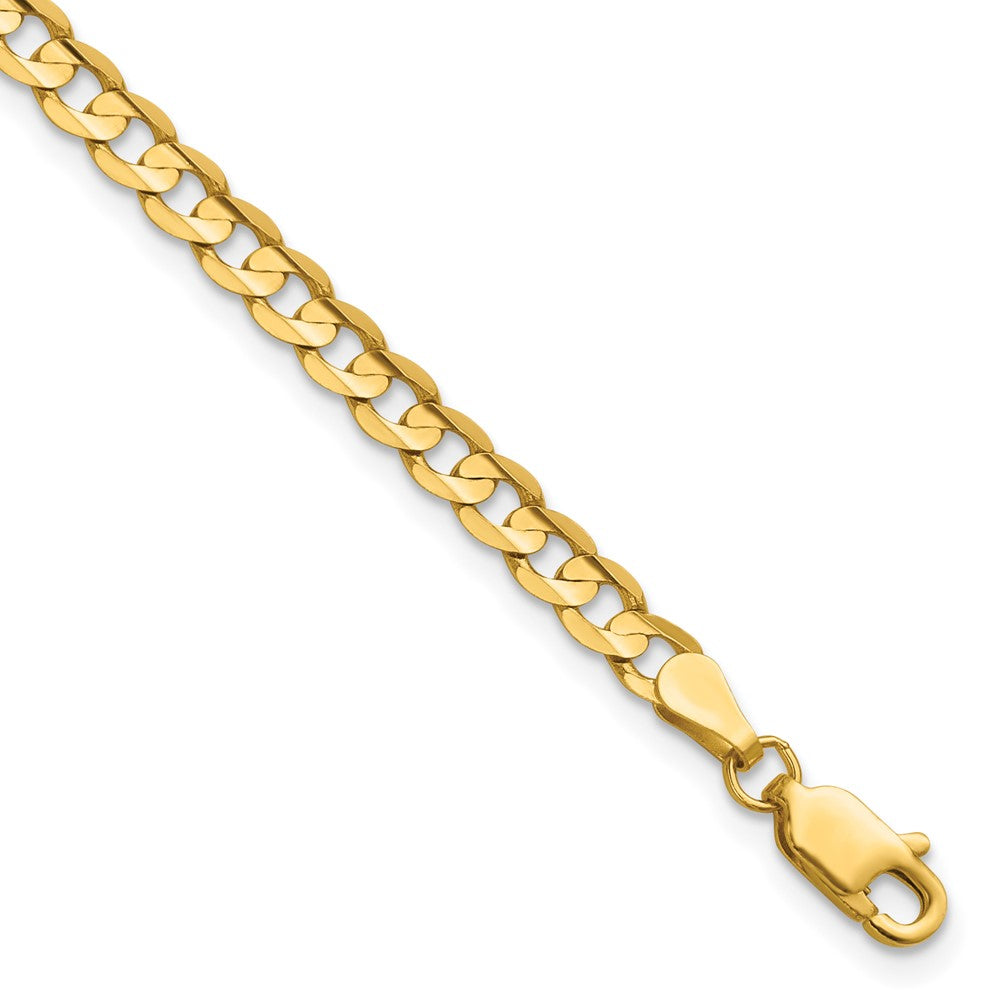14K 3.8mm Open Concave Curb with Lobster Clasp Bracelet