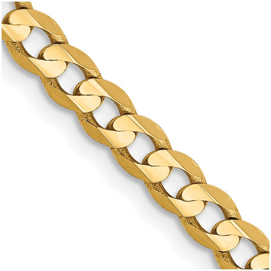 14K 3.8mm Open Concave Curb with Lobster Clasp Chain