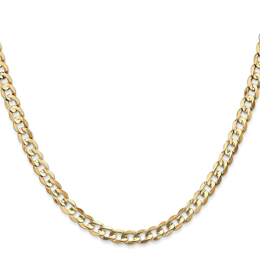 14K 4.5mm Open Concave Curb with Lobster Clasp Chain