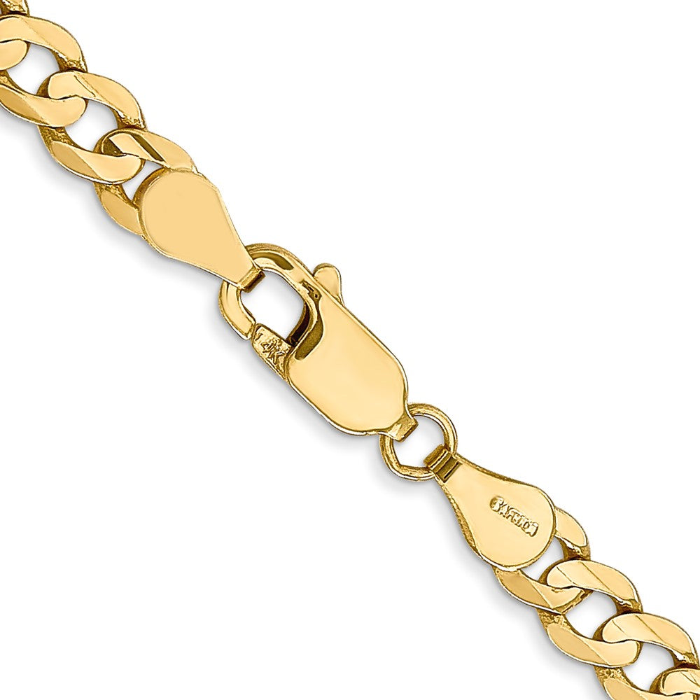 14K 4.5mm Open Concave Curb with Lobster Clasp Chain