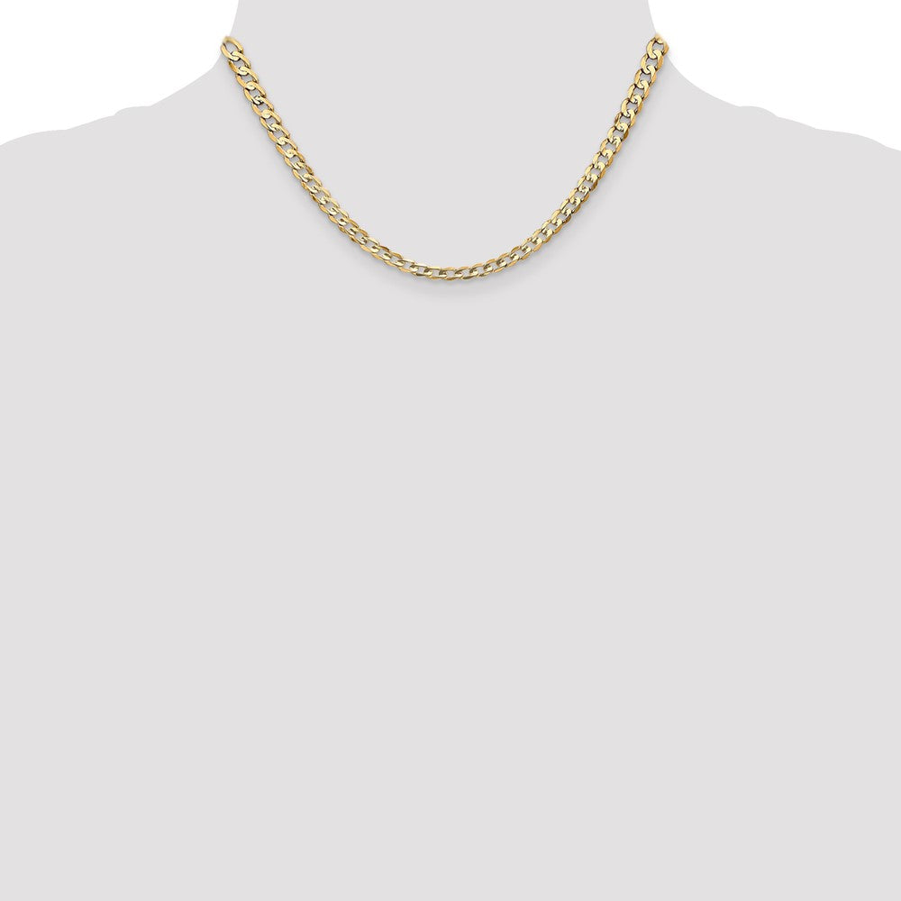14K 4.5mm Open Concave Curb with Lobster Clasp Chain