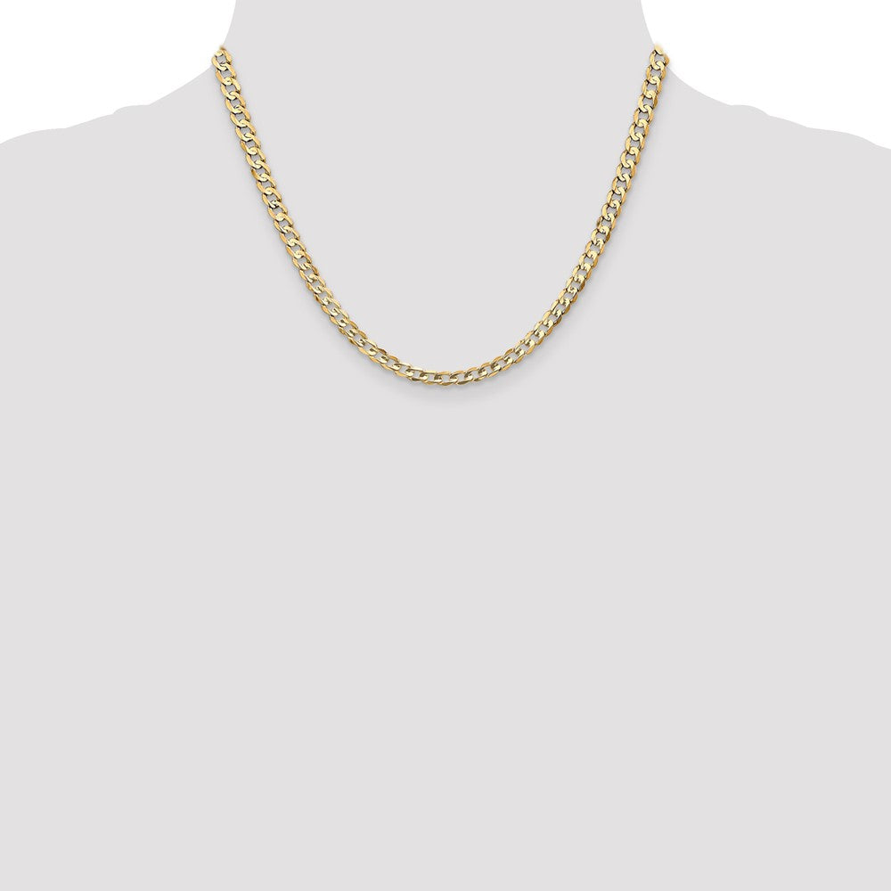 14K 4.5mm Open Concave Curb with Lobster Clasp Chain