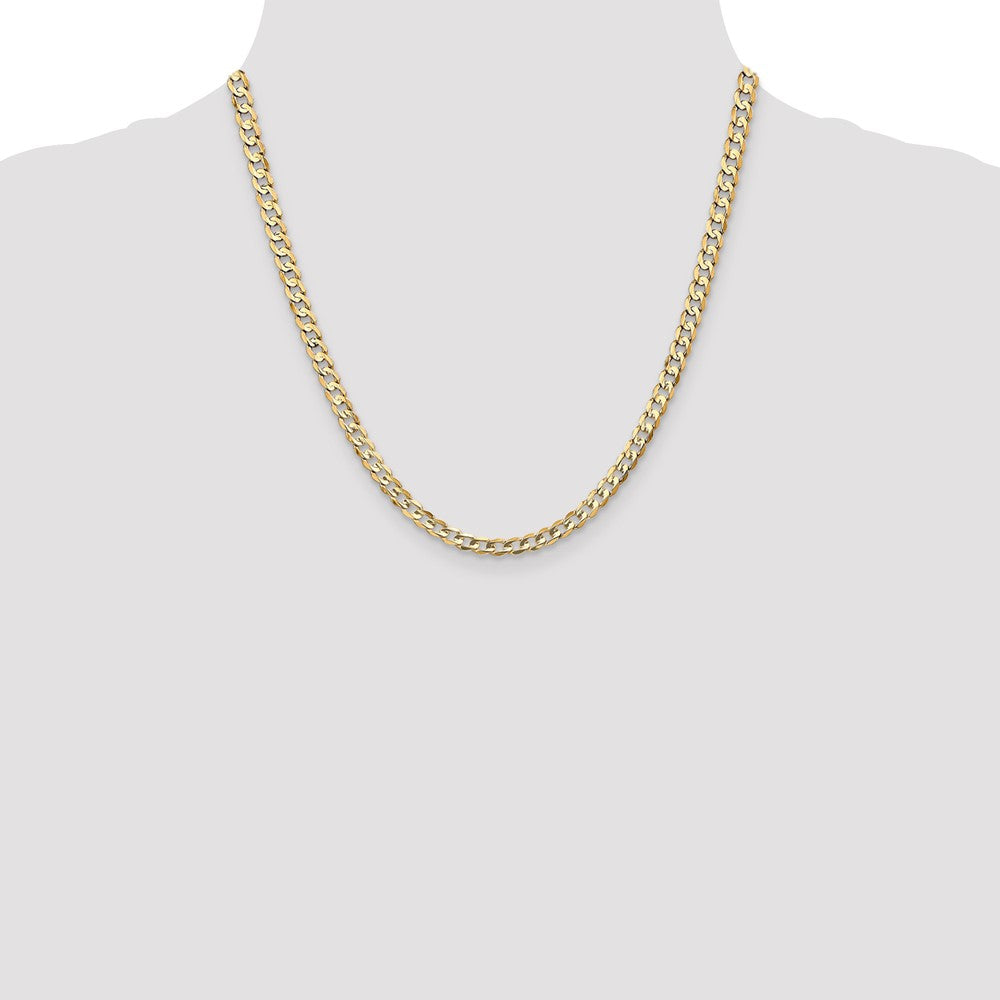 14K 4.5mm Open Concave Curb with Lobster Clasp Chain
