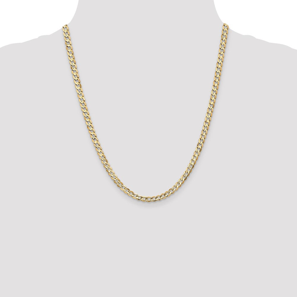 14K 4.5mm Open Concave Curb with Lobster Clasp Chain
