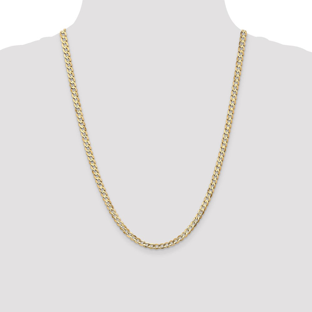 14K 4.5mm Open Concave Curb with Lobster Clasp Chain