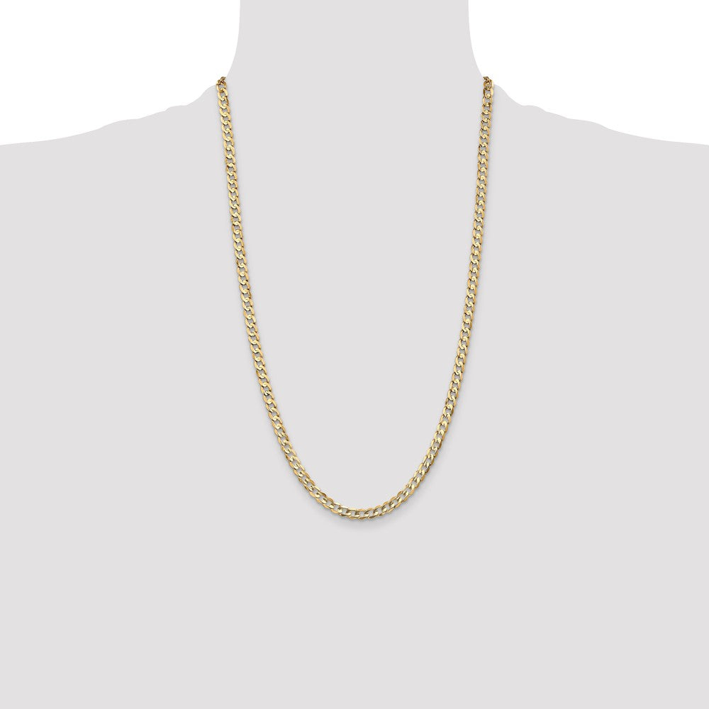 14K 4.5mm Open Concave Curb with Lobster Clasp Chain