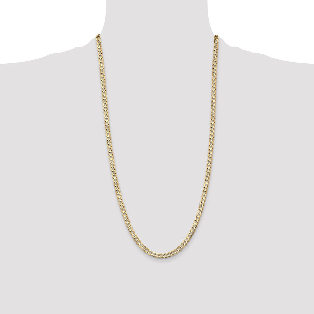 14K 4.5mm Open Concave Curb with Lobster Clasp Chain