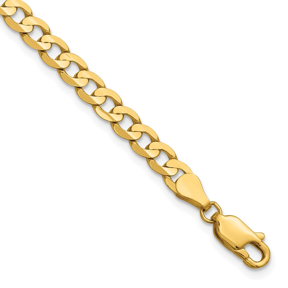 14K 4.5mm Open Concave Curb with Lobster Clasp Bracelet