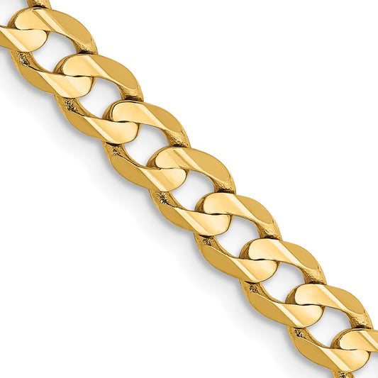 14K 4.5mm Open Concave Curb with Lobster Clasp Chain