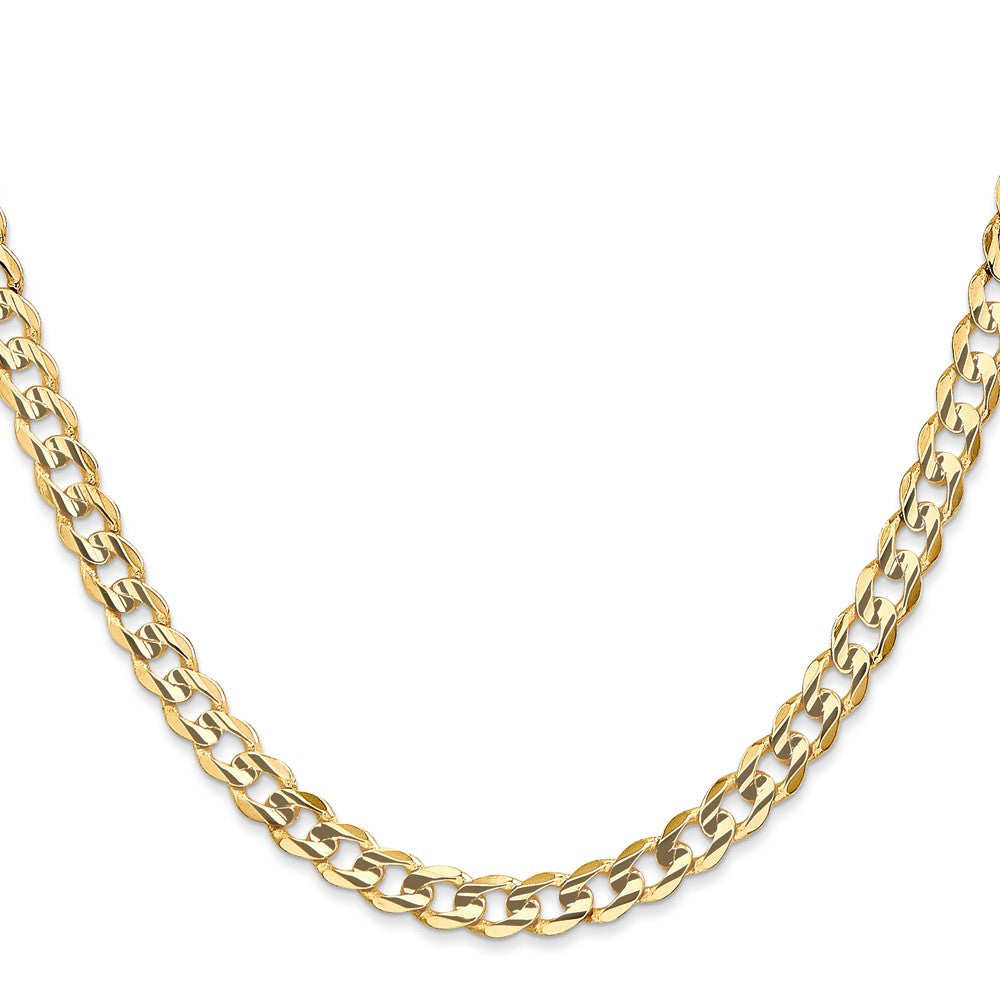 14K 5.25mm Open Concave Curb with Lobster Clasp Chain