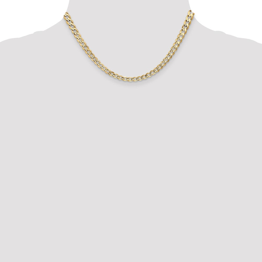 14K 5.25mm Open Concave Curb with Lobster Clasp Chain