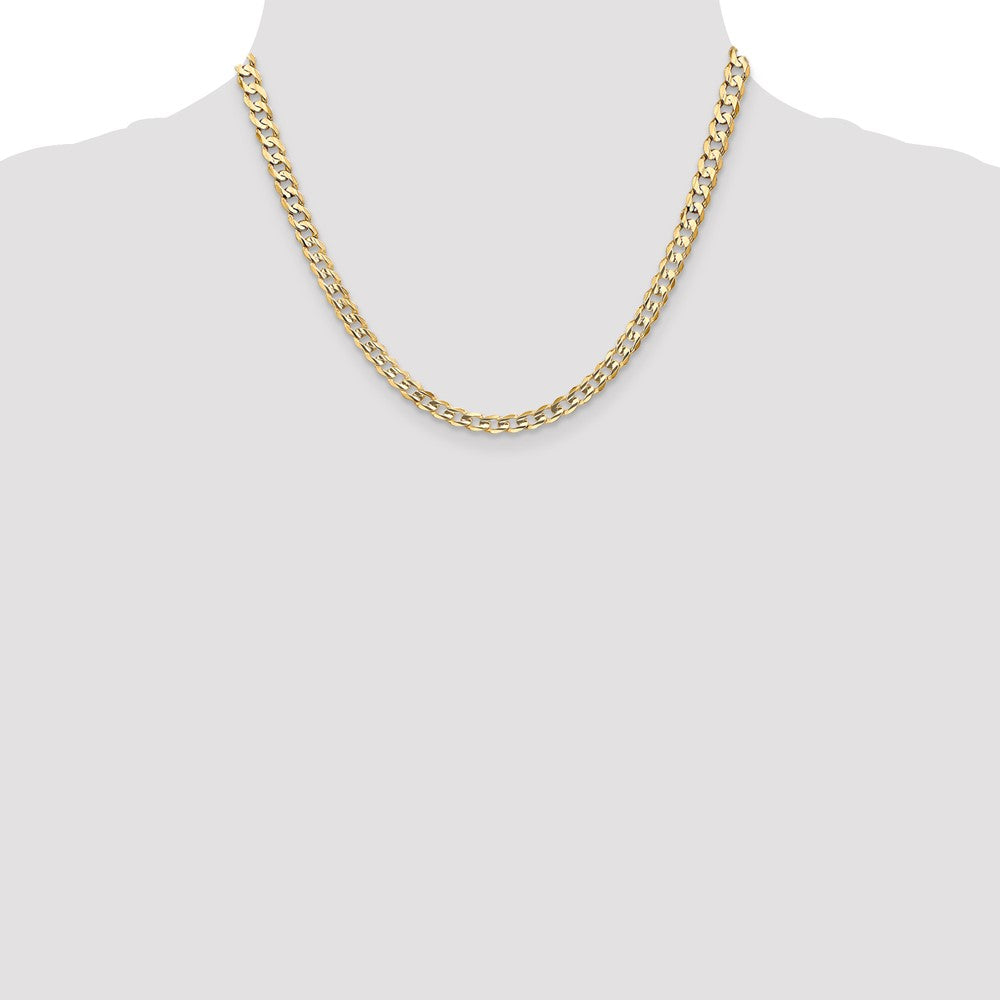 14K 5.25mm Open Concave Curb with Lobster Clasp Chain