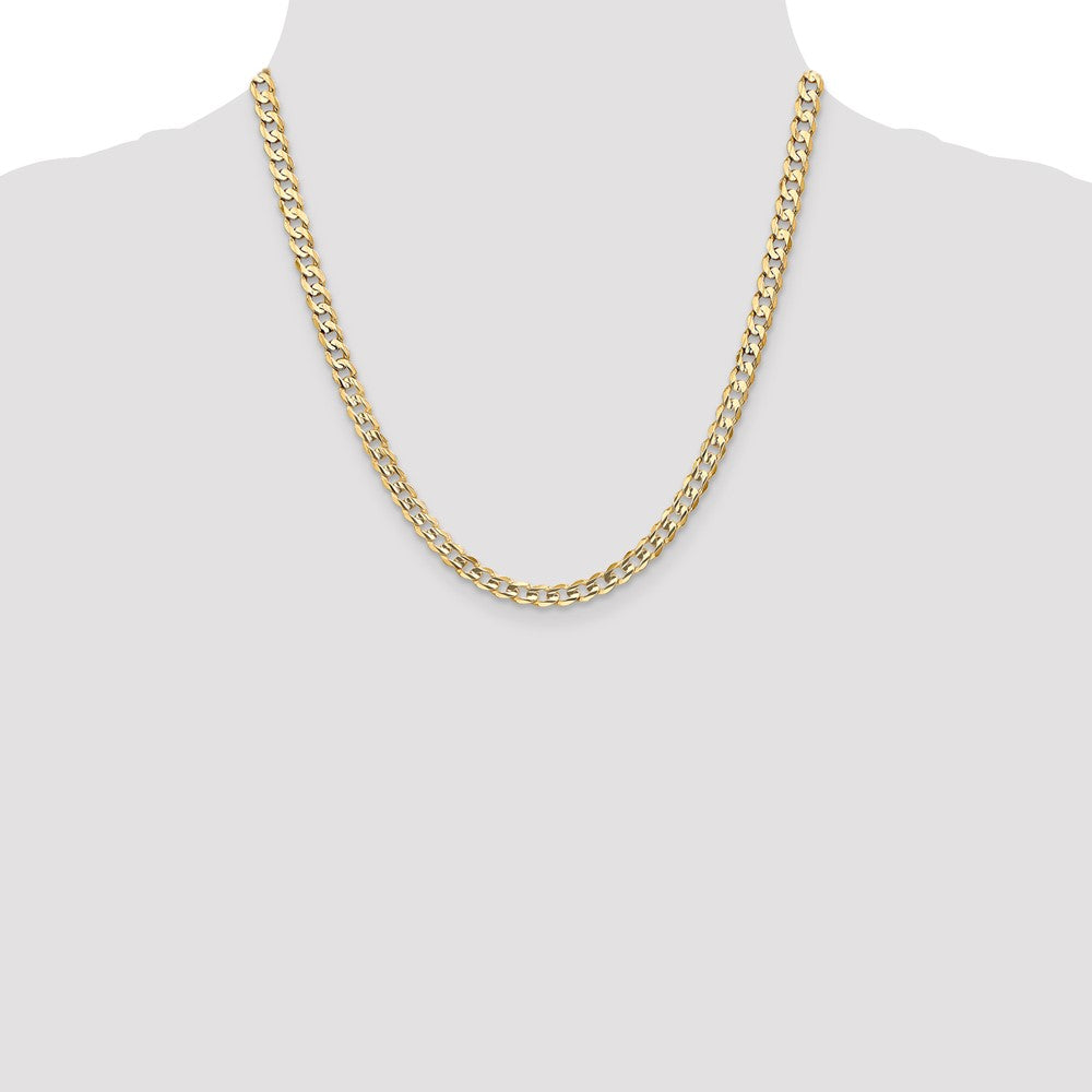 14K 5.25mm Open Concave Curb with Lobster Clasp Chain