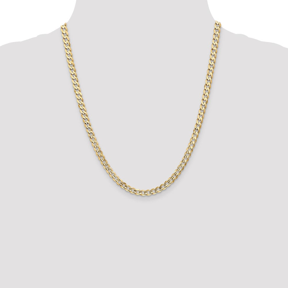14K 5.25mm Open Concave Curb with Lobster Clasp Chain