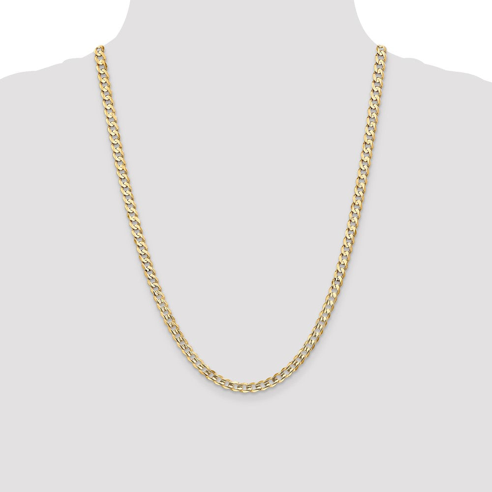 14K 5.25mm Open Concave Curb with Lobster Clasp Chain