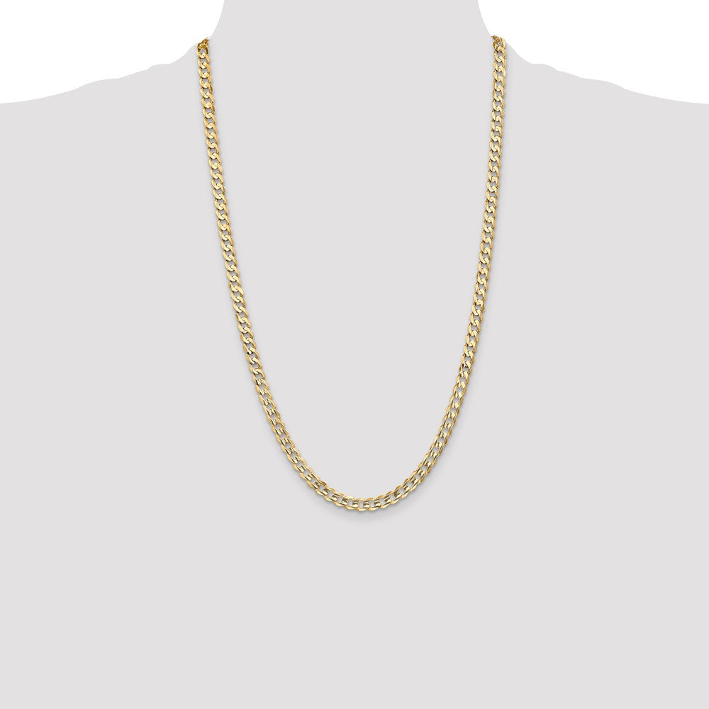 14K 5.25mm Open Concave Curb with Lobster Clasp Chain