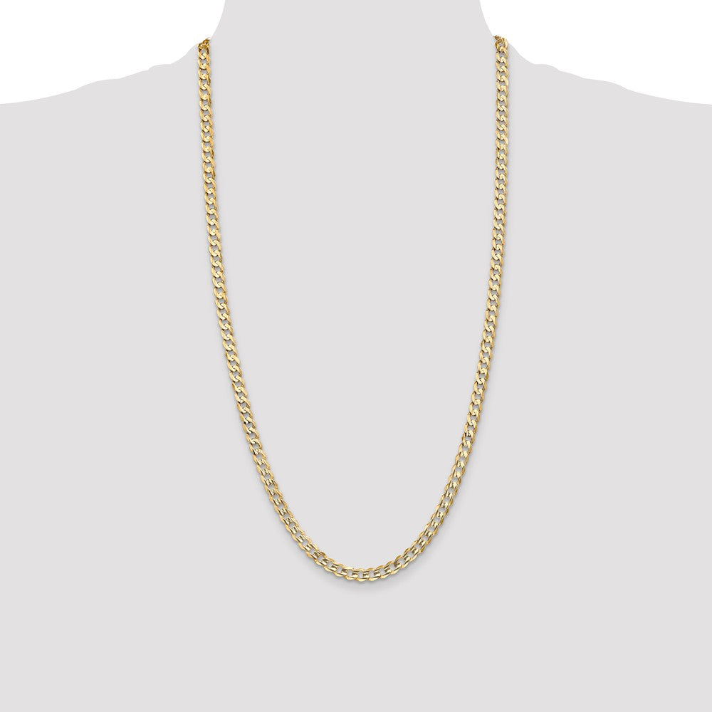 14K 5.25mm Open Concave Curb with Lobster Clasp Chain