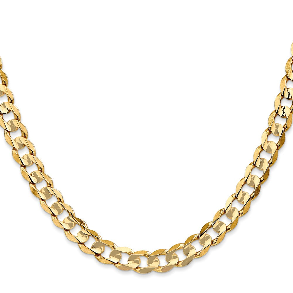 14K 6.75mm Open Concave Curb with Lobster Clasp Chain