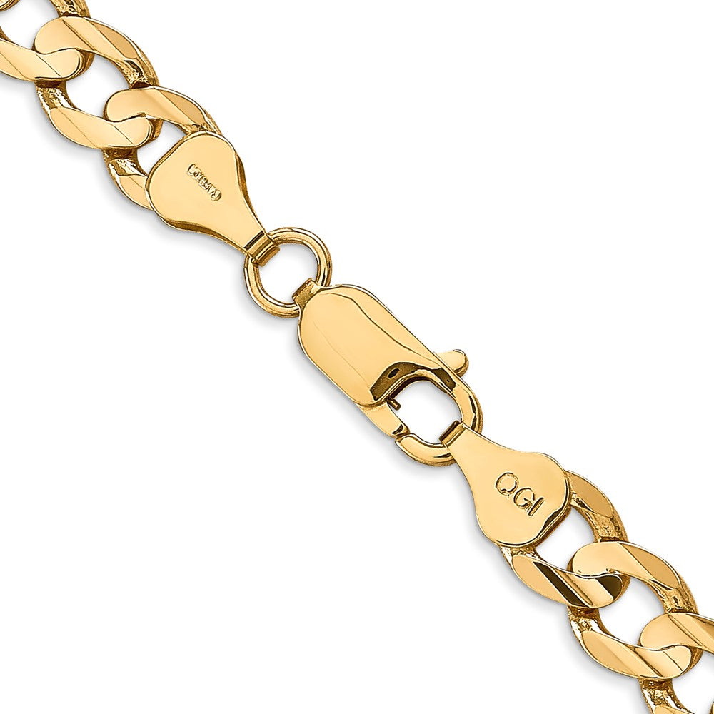 14K 6.75mm Open Concave Curb with Lobster Clasp Chain