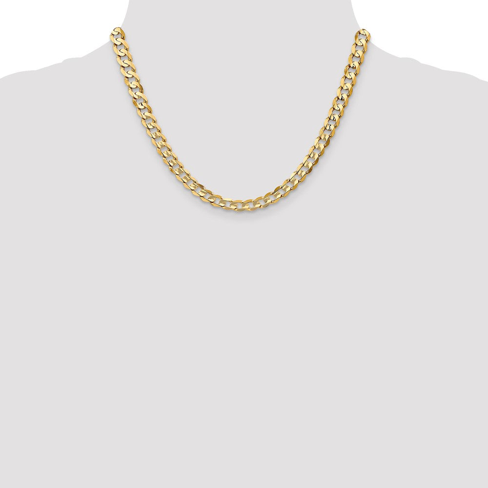 14K 6.75mm Open Concave Curb with Lobster Clasp Chain