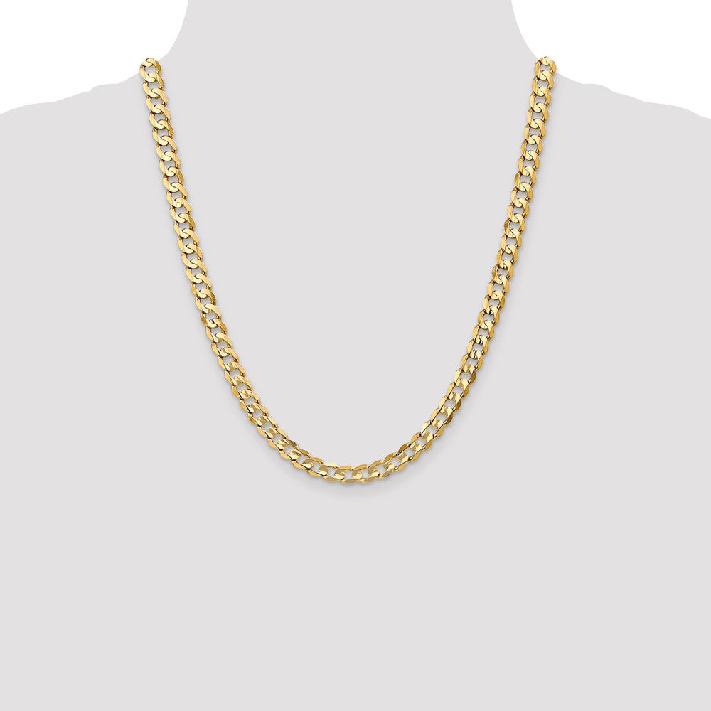 14K 6.75mm Open Concave Curb with Lobster Clasp Chain