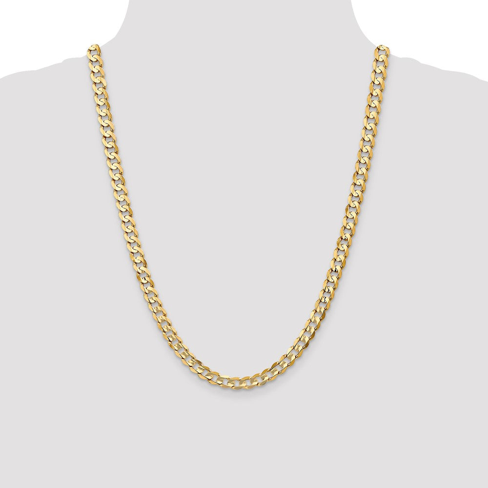 14K 6.75mm Open Concave Curb with Lobster Clasp Chain