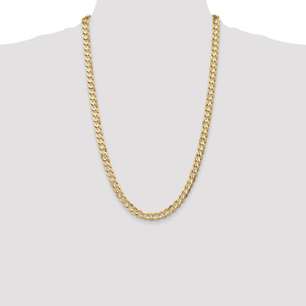 14K 6.75mm Open Concave Curb with Lobster Clasp Chain