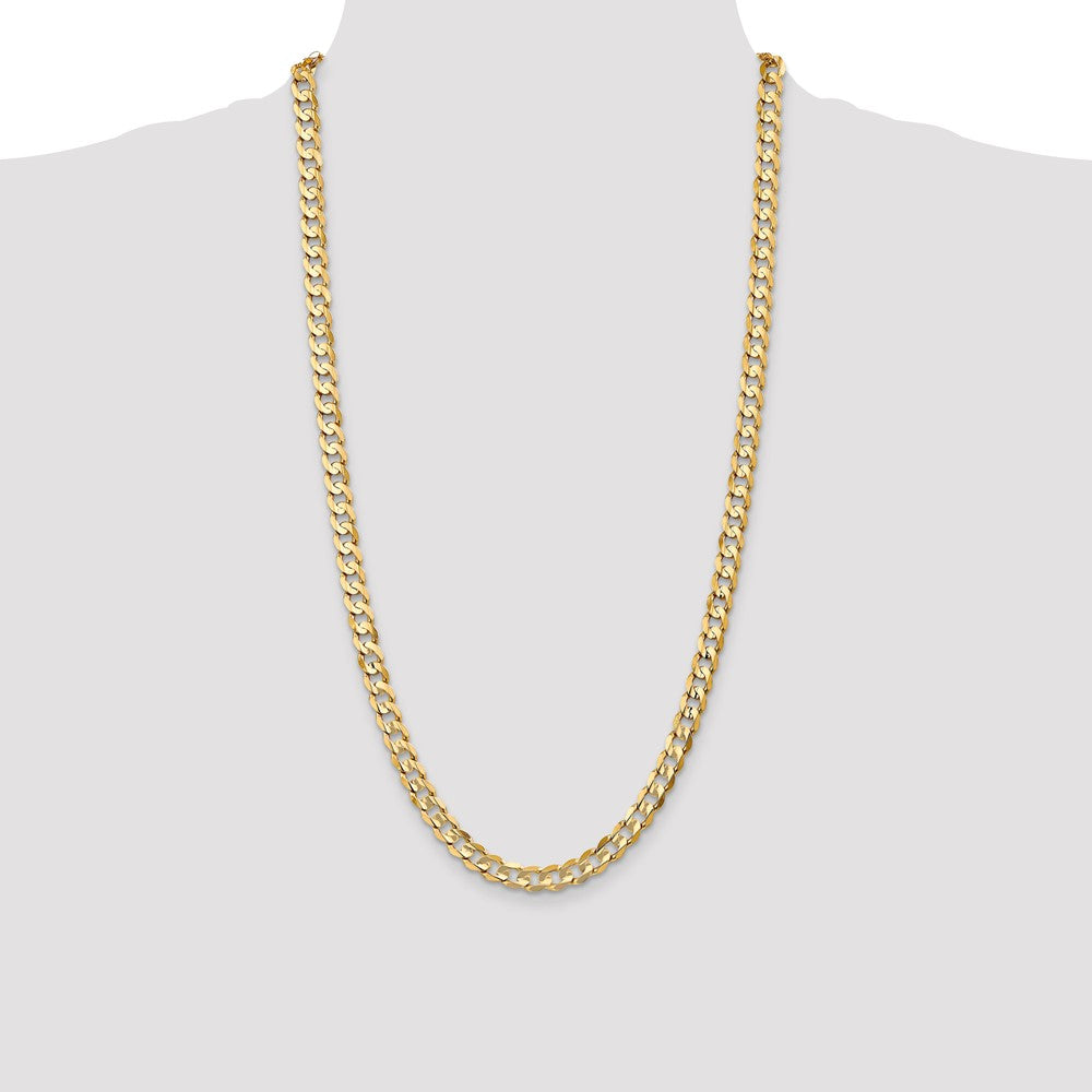 14K 6.75mm Open Concave Curb with Lobster Clasp Chain
