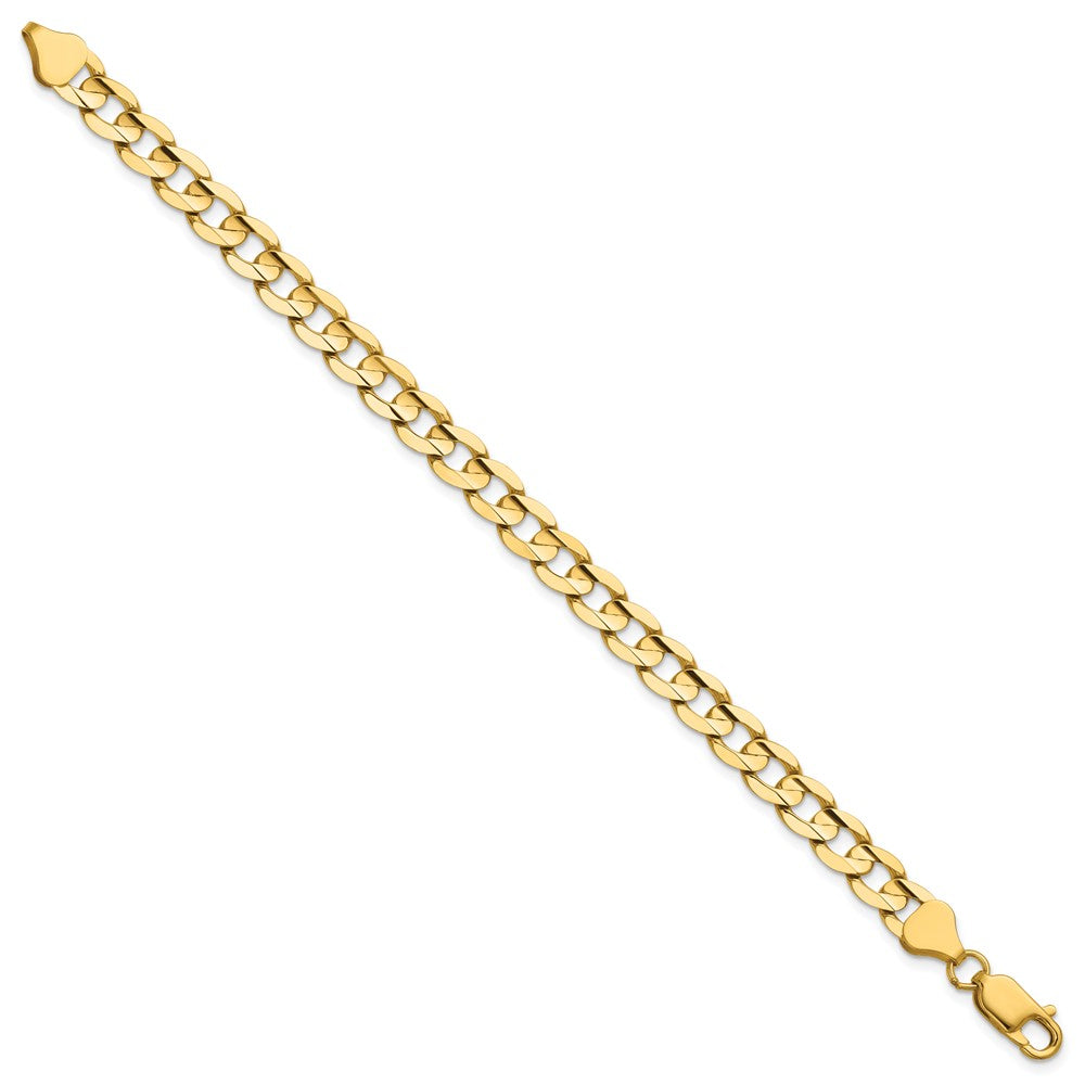 14K 6.75mm Open Concave Curb with Lobster Clasp Chain