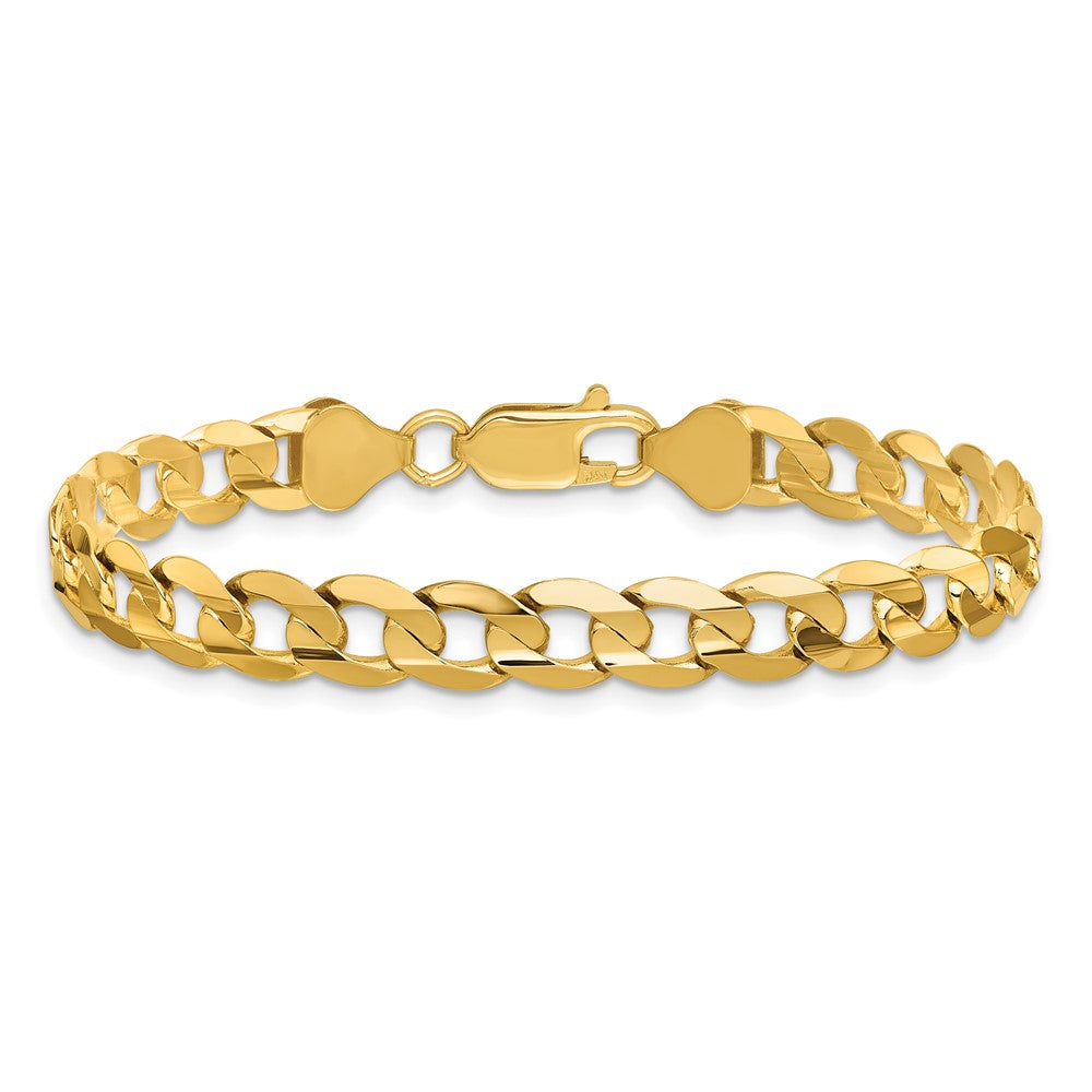 14K 6.75mm Open Concave Curb with Lobster Clasp Chain