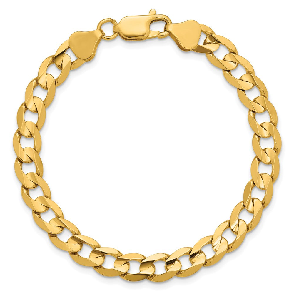 14K 6.75mm Open Concave Curb with Lobster Clasp Chain