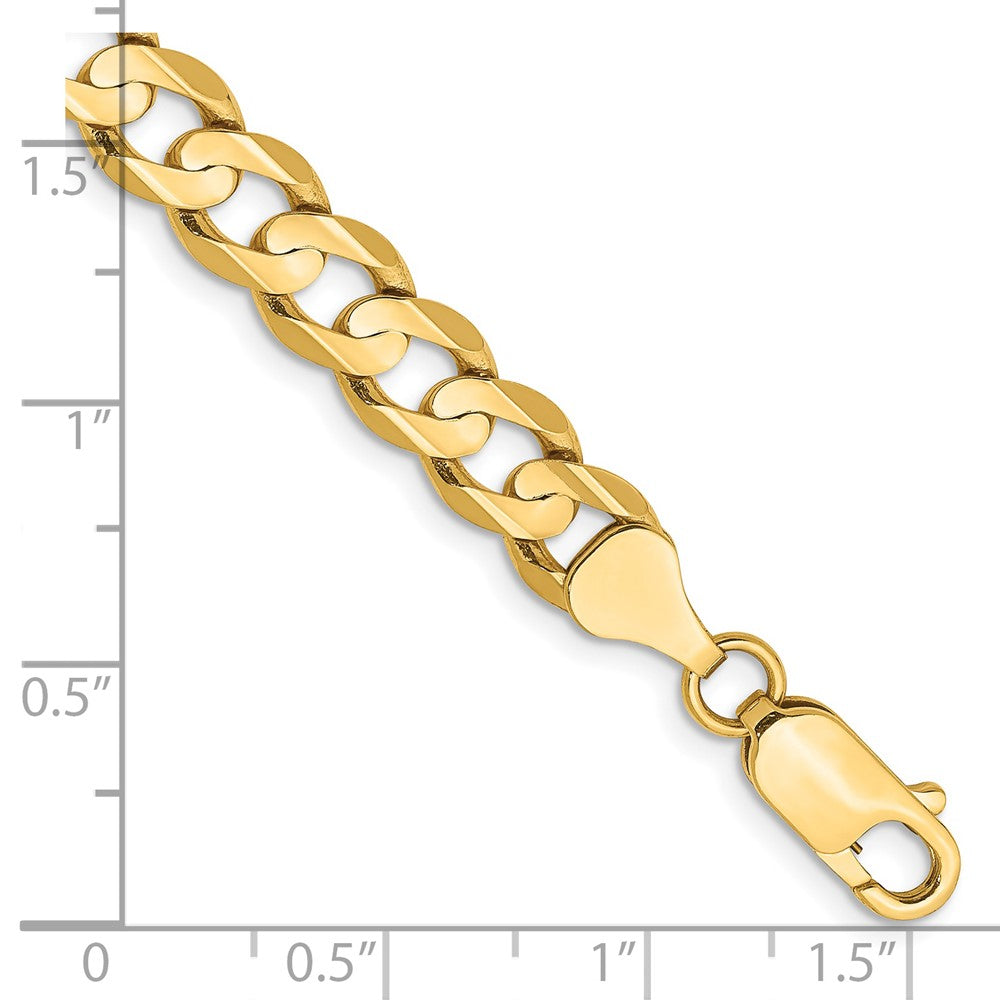 14K 6.75mm Open Concave Curb with Lobster Clasp Chain