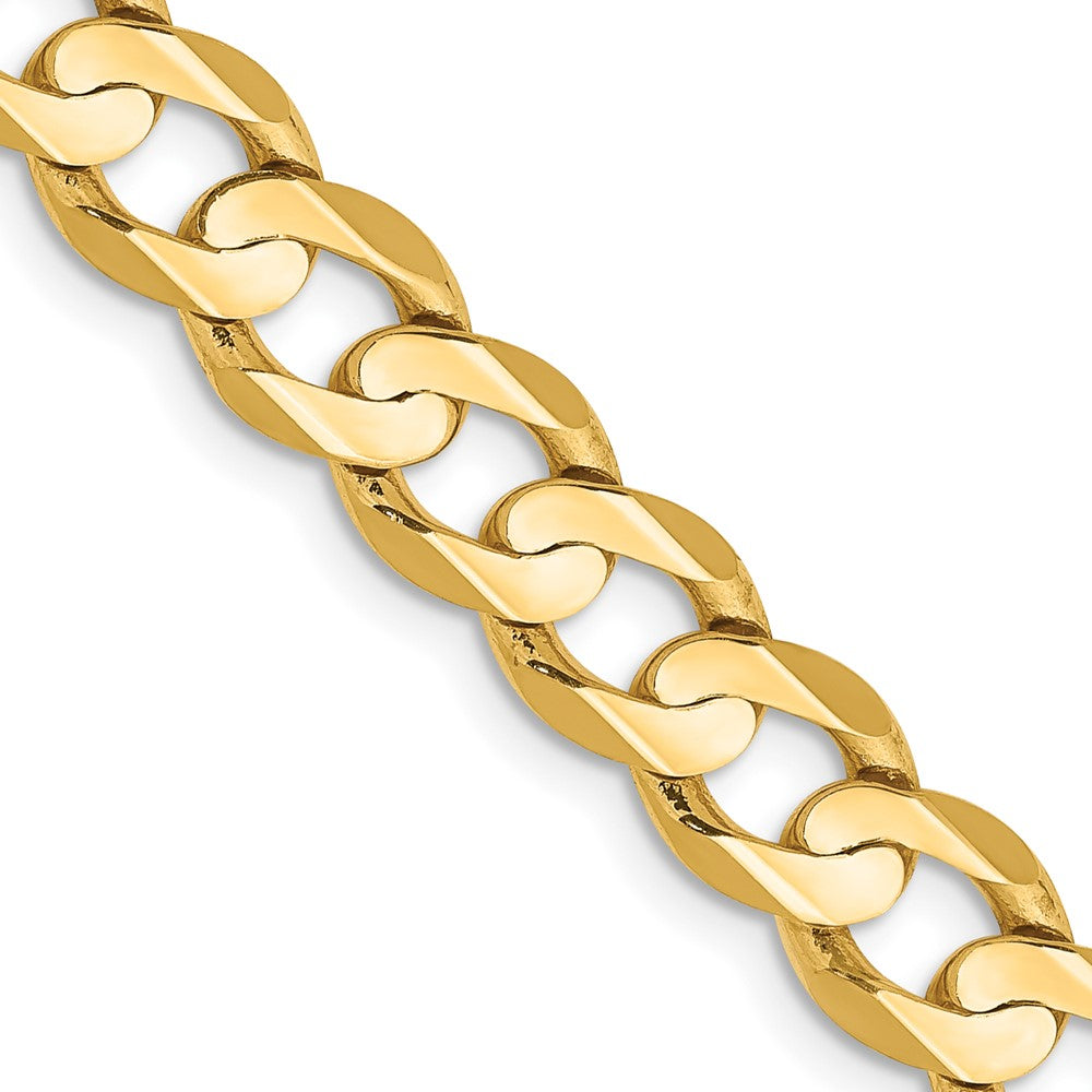 14K 6.75mm Open Concave Curb with Lobster Clasp Chain