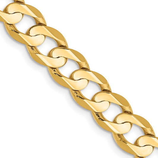 14K 6.75mm Open Concave Curb with Lobster Clasp Chain
