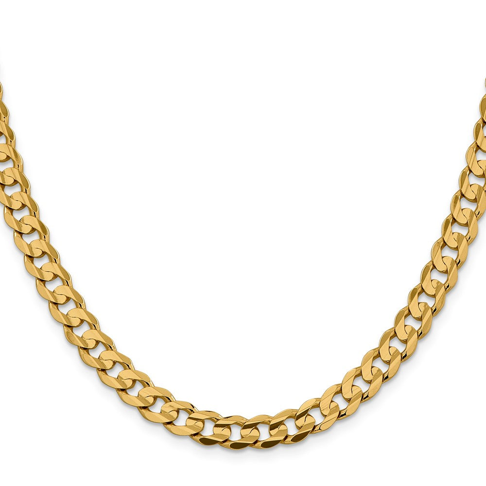 14K 7.5mm Open Concave Curb with Lobster Clasp Chain
