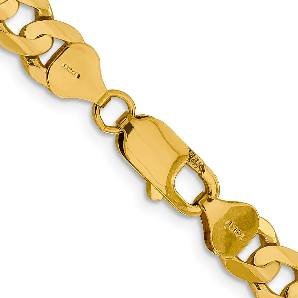 14K 7.5mm Open Concave Curb with Lobster Clasp Chain