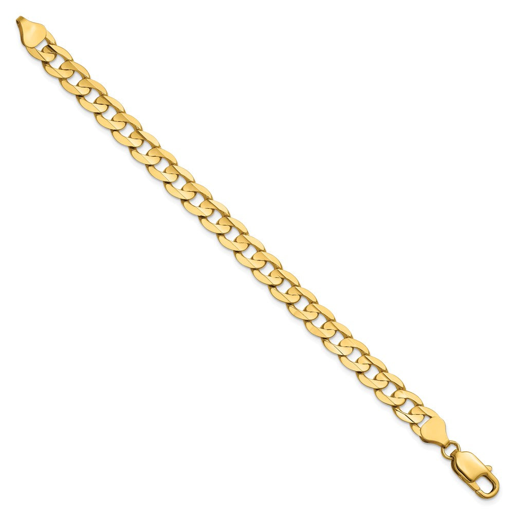 14K 7.5mm Open Concave Curb with Lobster Clasp Chain