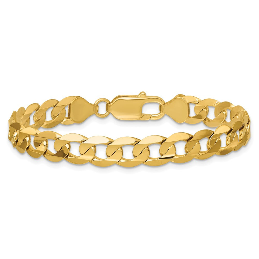 14K 7.5mm Open Concave Curb with Lobster Clasp Chain
